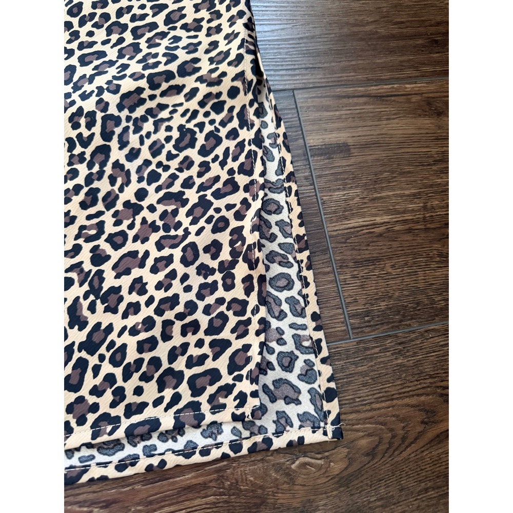Isabel by Ingrid & Isabel Maternity Leopard Print Midi Skirt XL Brown Satin Slit - Picture 8 of 9